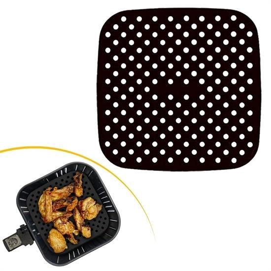GENEL® Renkli Isıya Dayanıklı Yıkanılabilir Silikon Fırın Ve Airfryer Kare Pişirme Matı 21,5 Cm