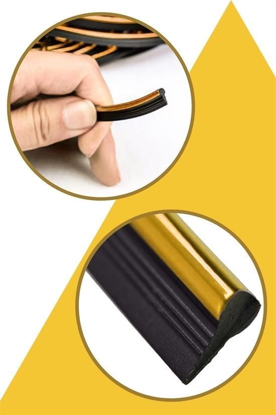 GENEL® Gold Araba Oto Trim Dekorasyon Şeridi Kauçuk Elastik Kolay Kurulum 5 metre Şerit Bant