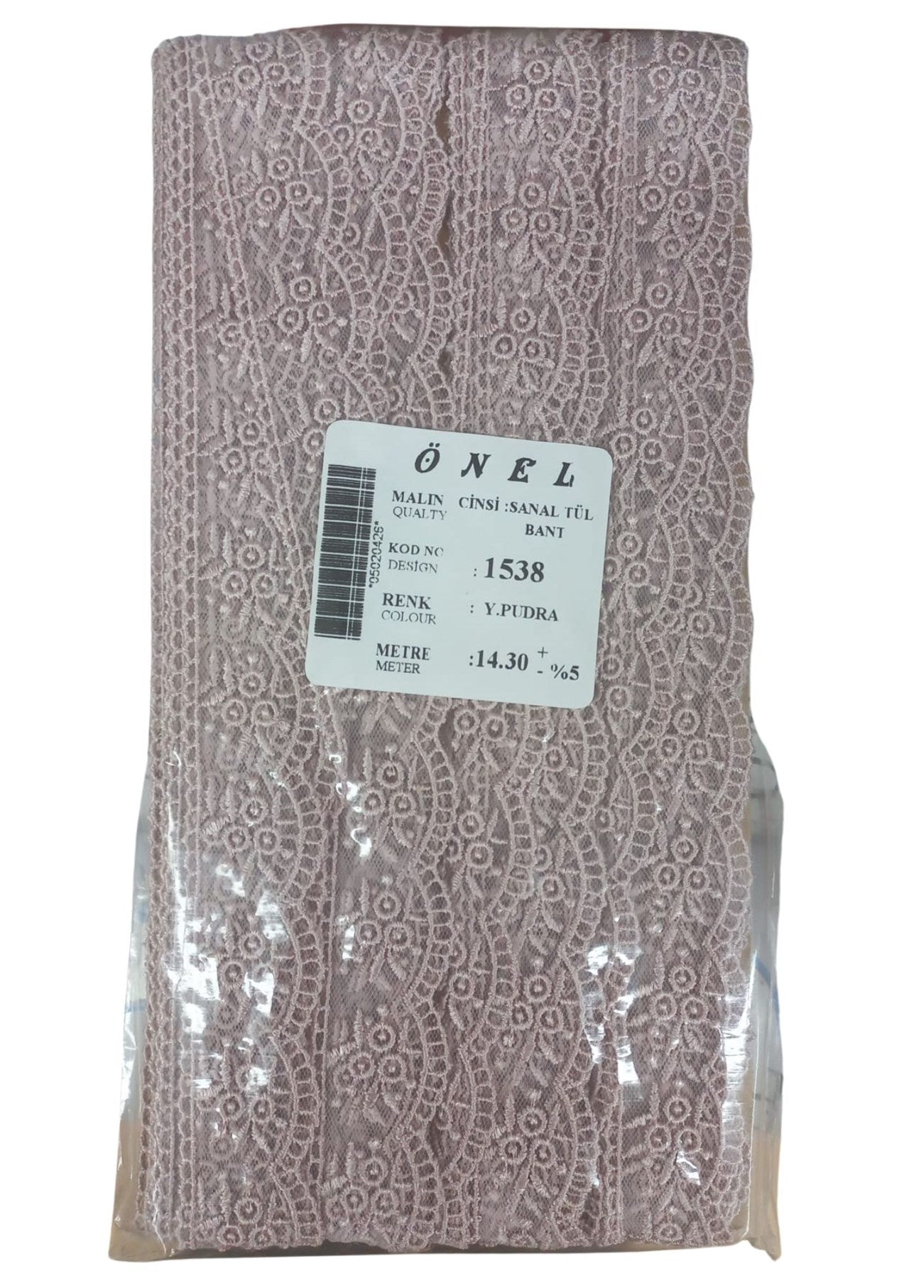 Dantel Polyester Sanal Tül Bant Y.Pudra 14,30 Metre En 3 cm ON-1538-PU