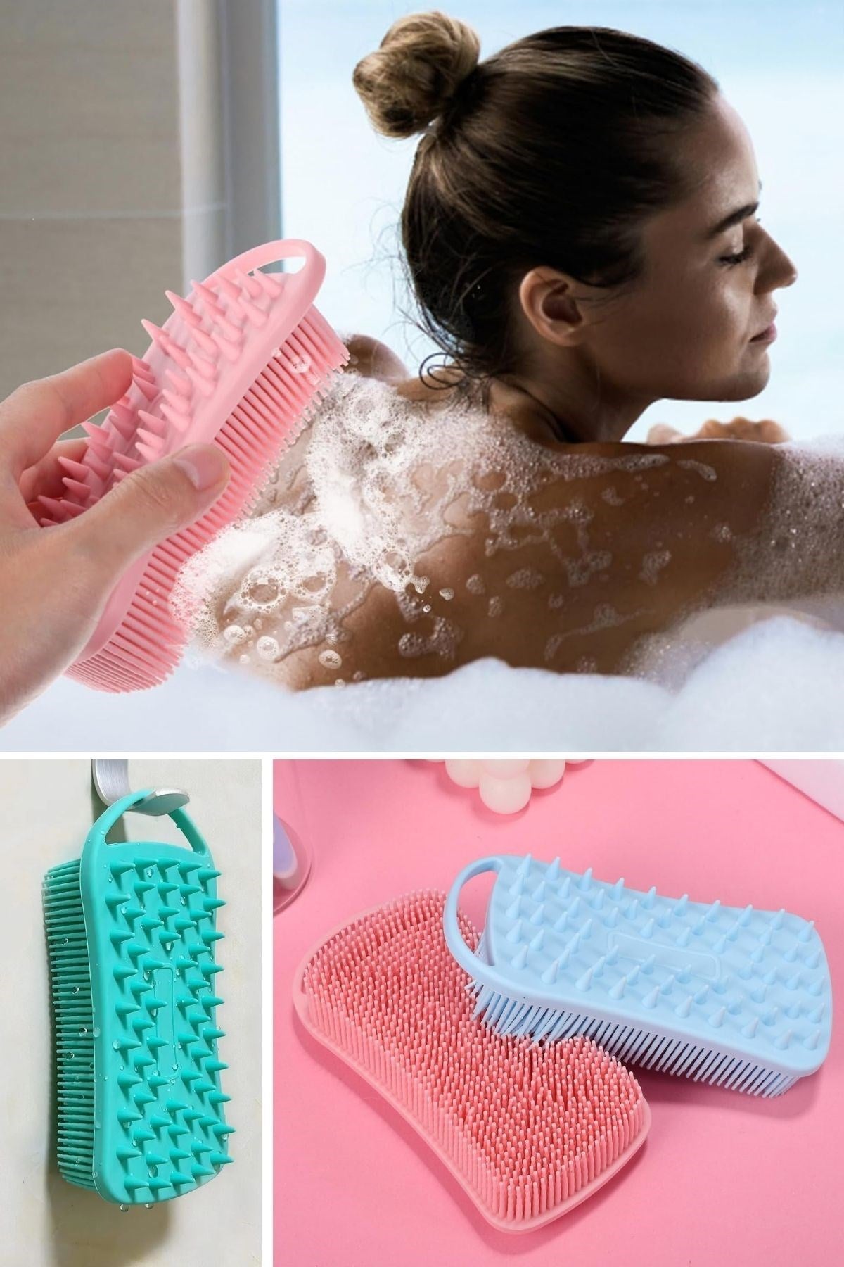 BUFFER® Kendiliğinden Askılı Peeling ve Masaj Etkili Silikon Banyo Vücut Fırçası