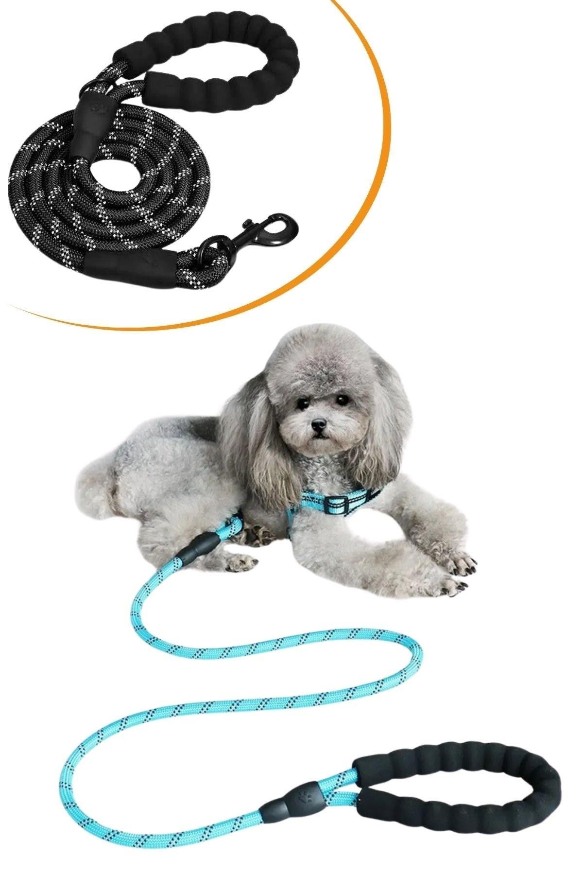 BUFFER® Reflektörlü Fosforlu Köpek Gezdirme Halatı Tasma Kayışı Metal Kancalı 130 cm