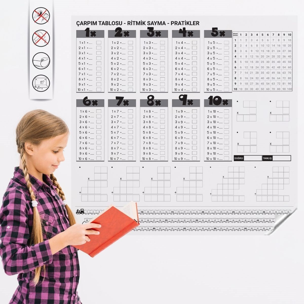 GENEL® Çarpım Tablosu Ezberleme Manyetik Duvar Stickerı 105 x 100 cm