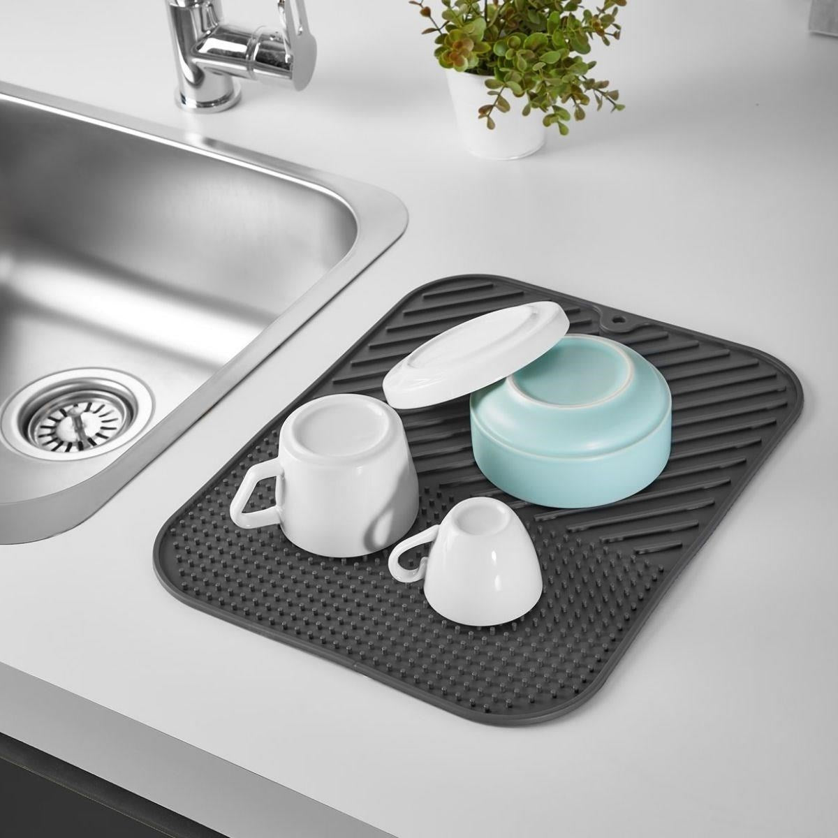 BUFFER® Silikon Kaydırmaz Mutfak İçin Bulaşık Matı, Çok Amaçlı Kurutmalık 36x28cm