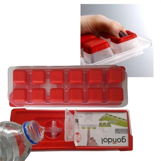 GENEL® 12li Kapaklı Yapışmaz Silikon Tabanlı Plastik Küp Buz Kalıbı