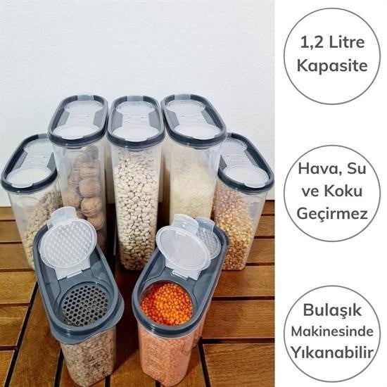 GENEL® 2 Kapaklı Ölçekli Erzak Saklama Kabı - 1,2 Litre - SA930