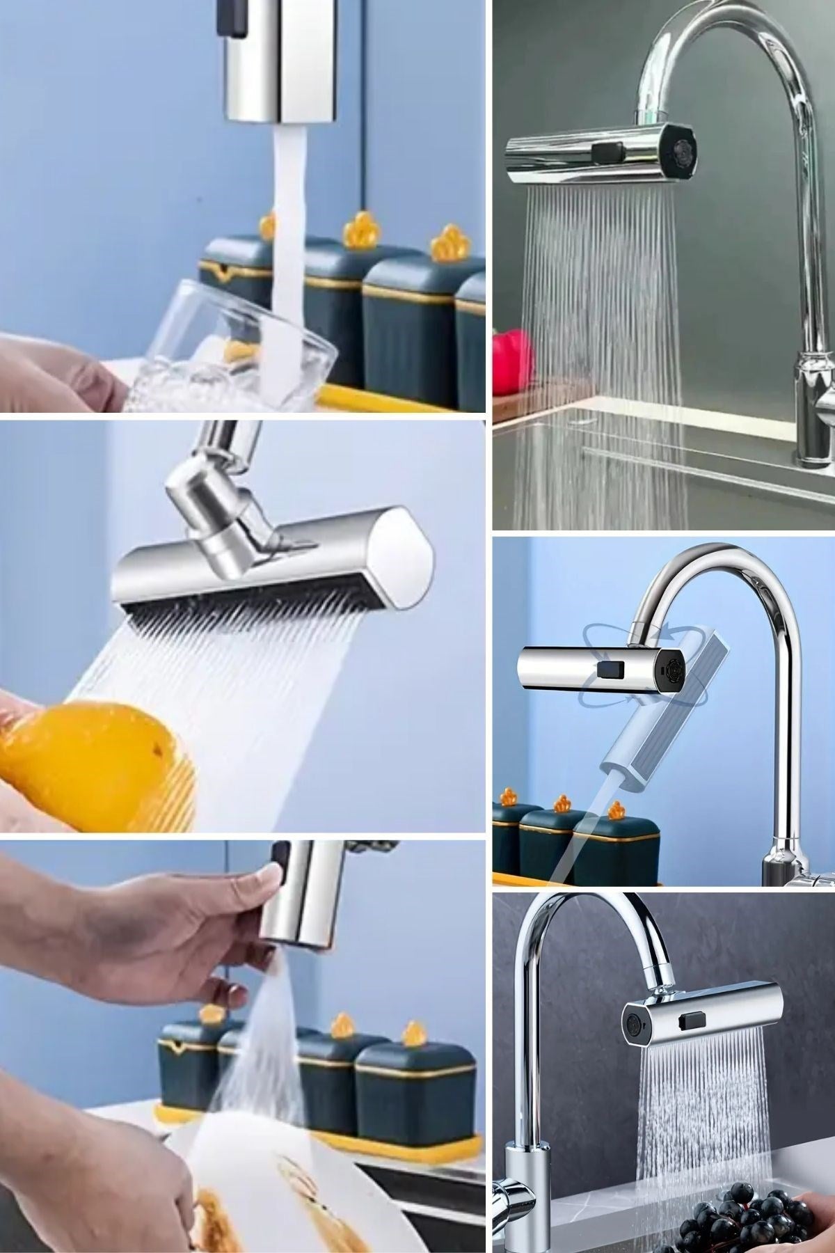 BUFFER® 3 Farklı Modlu Çok Amaçlı Musluk Adaptörü Evrensel Musluk Başlığı Şelale Musluk