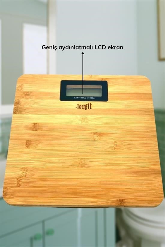 GENEL® Techfit Bambu Banyo Baskülü Yüksek Hassasiyetli Darbelere Dijital Dayanıklı Terazi Tf 1065 M