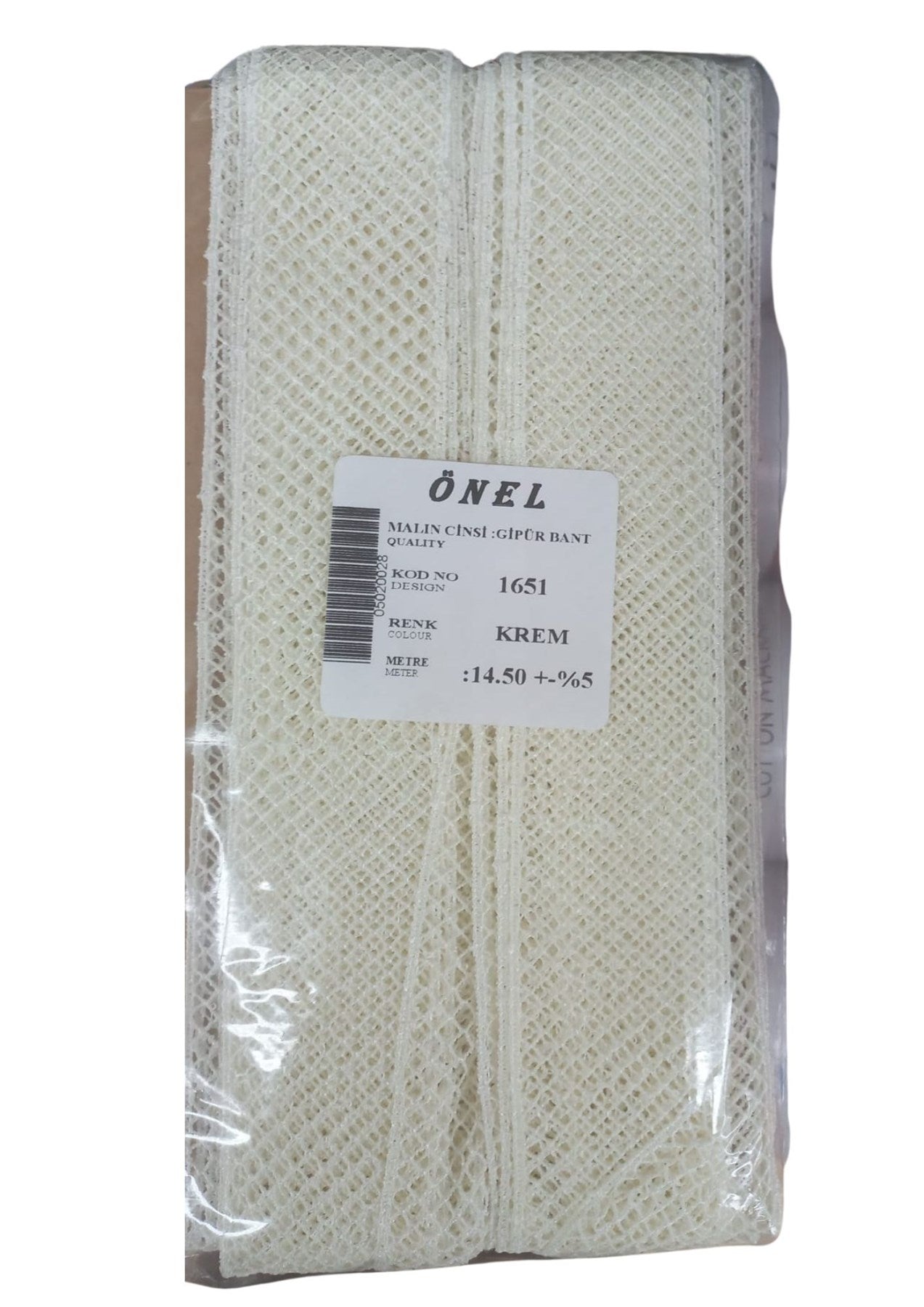 Dantel Polyester Güpür Bant Krem 14,50 Metre En 3 cm ON-1651-KR