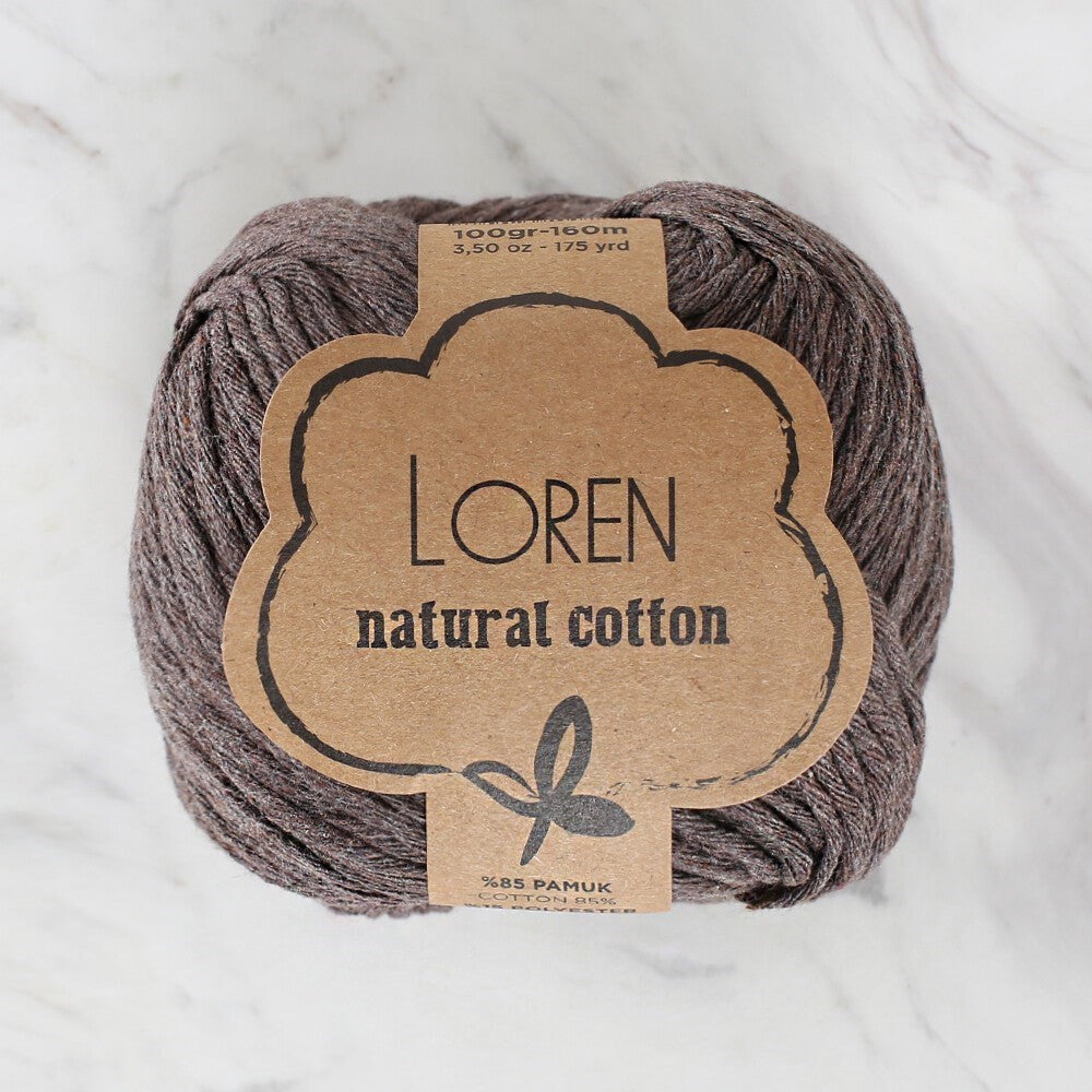 Loren Natural Cotton Kahverengi El Örgü İpi - R069 - UcuzaGeliyor