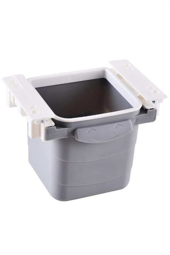 GENEL® Mini Masa Çöp Kovası Plastik Tezgah Altı Geri Çekilebilir Yapışkanlı Görünmez Bölme Pratik