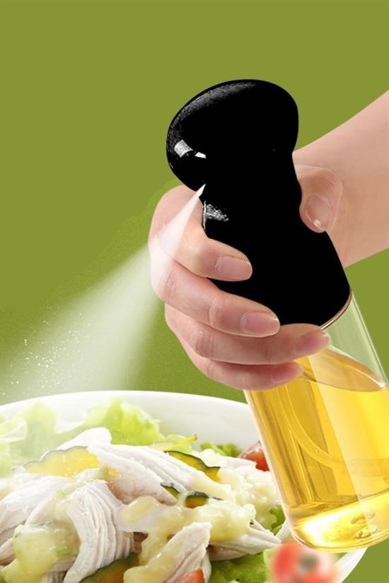 GENEL®  Çok Amaçlı Cam Şişe Püskürtmeli Dağıtıcı Yağdanlık Limonluk Sirke Sosluk Spreyi Siyah