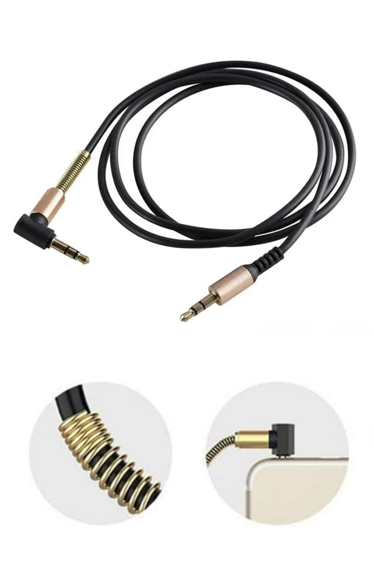 BUFFER®  3.5mm AUX Kablosu Jak Erkek Erkek L Tipi 1 Metre Ses Aktarım Kablosu