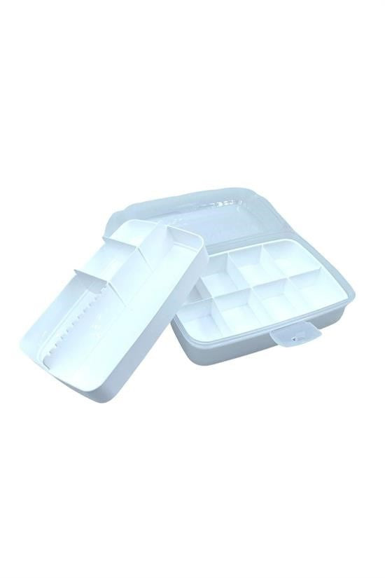 GENEL® 12 Bölmeli Çok Amaçlı Takı Toka Kutusu Dikiş Kutusu Kapaklı Organizer Kutusu Bölmeli Kutu