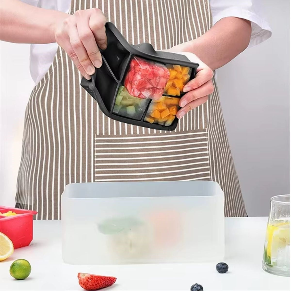 GENEL® 6'lı XL Küp Şeklinde Silikon Kolay Çıkabilen Buz Kalıbı