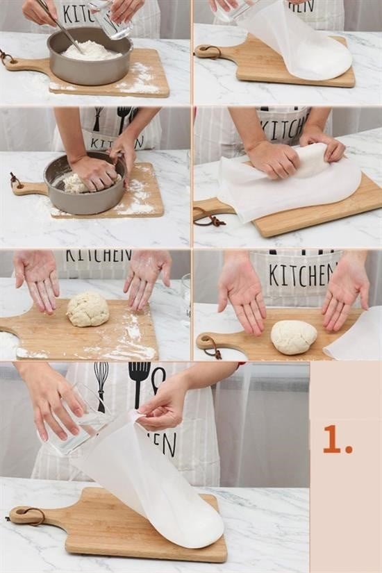 GENEL® Orta Hamur Torbası Silikon Şeffaf Hamur Yoğurma Torbası Ekmek Makarna Mantı  Hamuru Kolay Yo