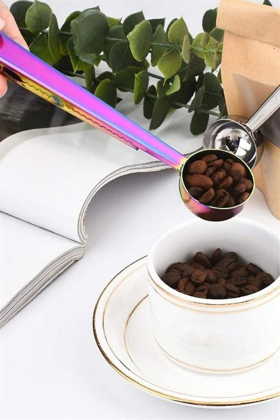 BUFFER® Mandallı Kahve Ölçü Kaşığı Renkli Çok Fonksiyonlu Paslanmaz Çelik Kaşık