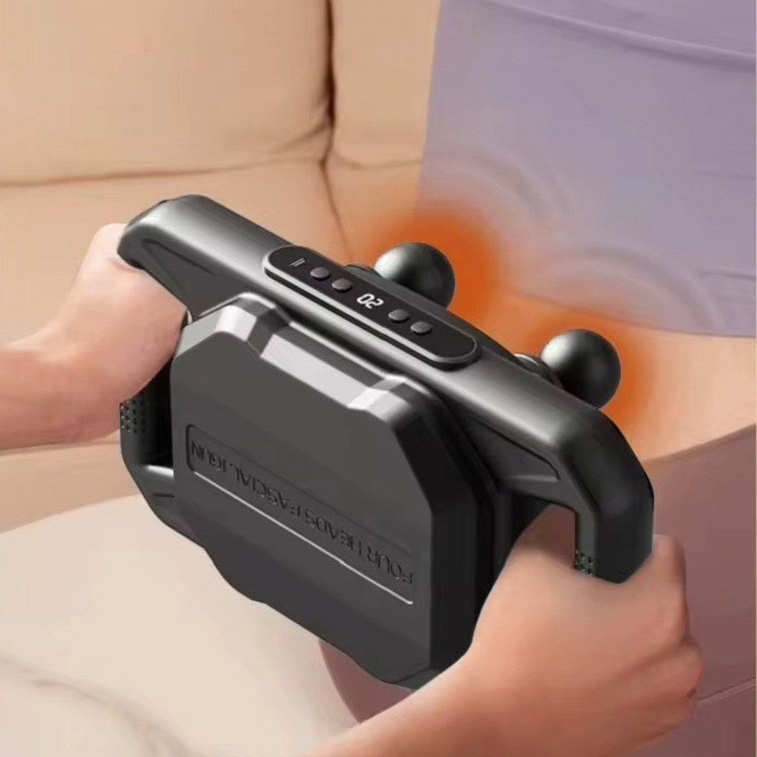 BUFFER®4 Başlıklı Masaj Tabancası - 12W Derin Doku & Kas Ağrısı Giderici, 20 Seviye & 6 Mod - Siyah