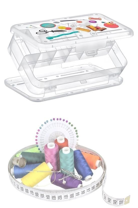 BUFFER® Çift Taraflı Bölmeli Hobi Dikiş Kutusu Ardunio Malzeme Kutusu