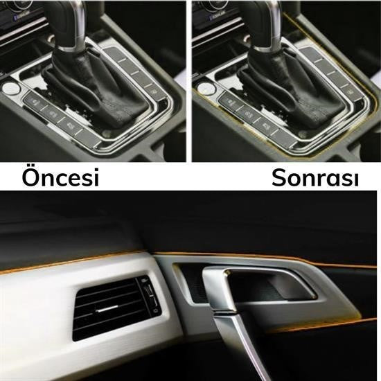 GENEL® Gold Araba Oto Trim Dekorasyon Şeridi Kauçuk Elastik Kolay Kurulum 5 metre Şerit Bant