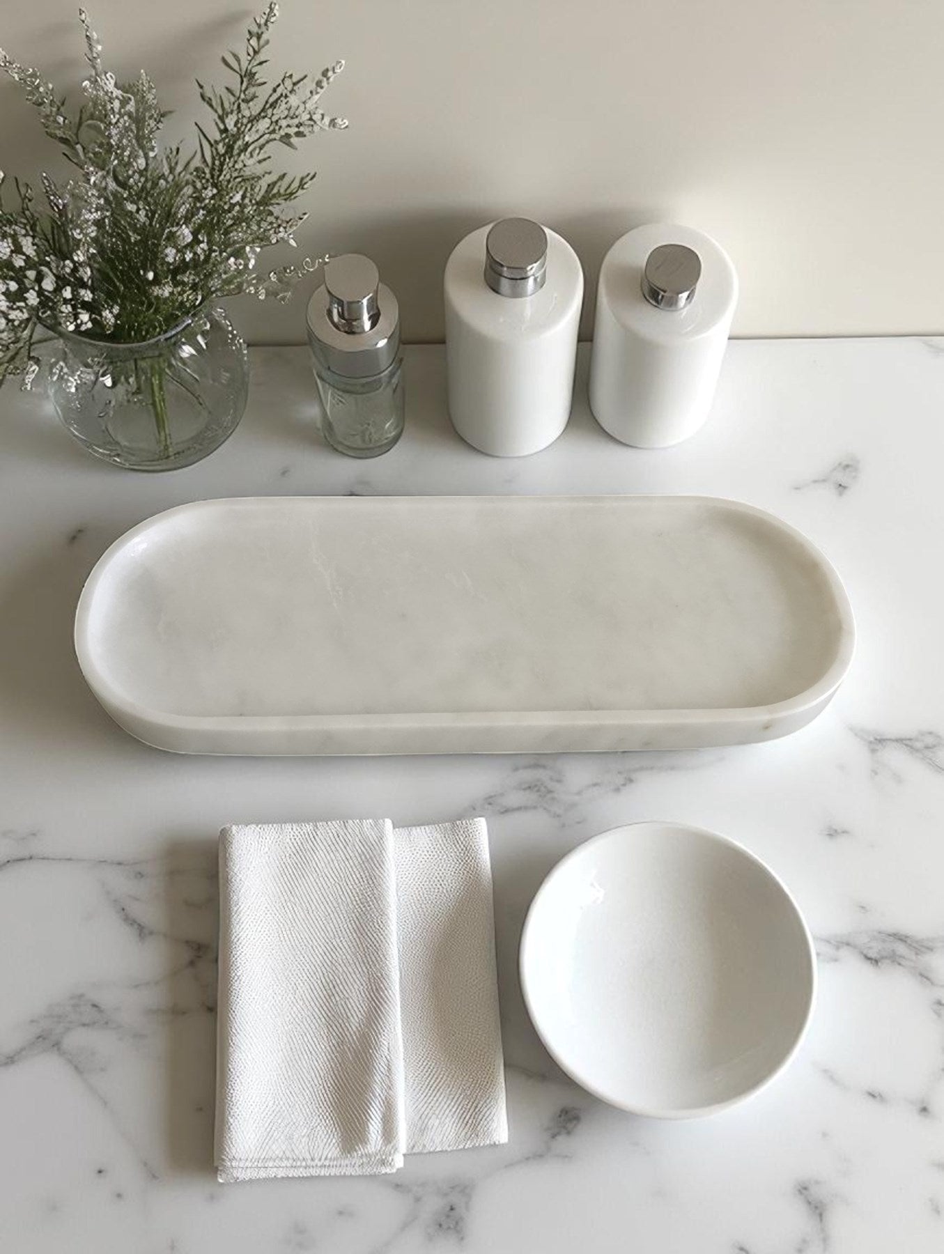 Mermer Banyo Düzenleyici Tepsi