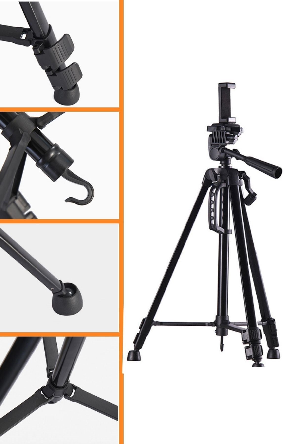 BUFFER® Telefon ve Fotoğraf Makinası Takılabilen Bluetooth Kumandalı 146 cm Tripod