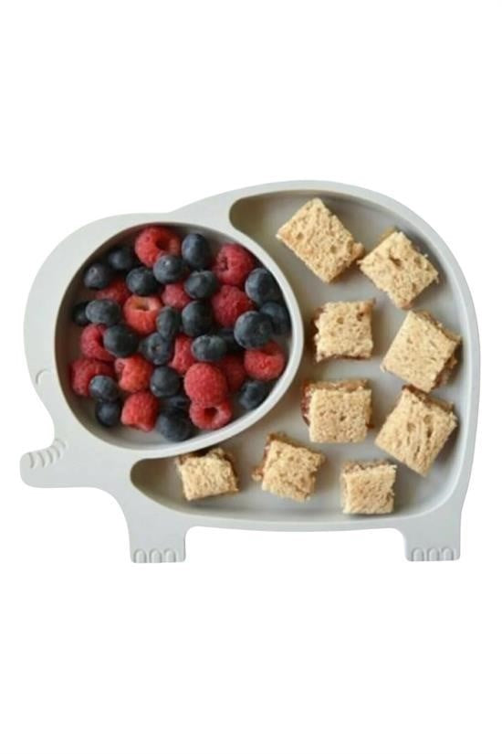 GENEL® Bebek ve Çocuk için Sevimli Fil Model Desenli Yemek Bebek Mama Kabı Bölmeli Tabak