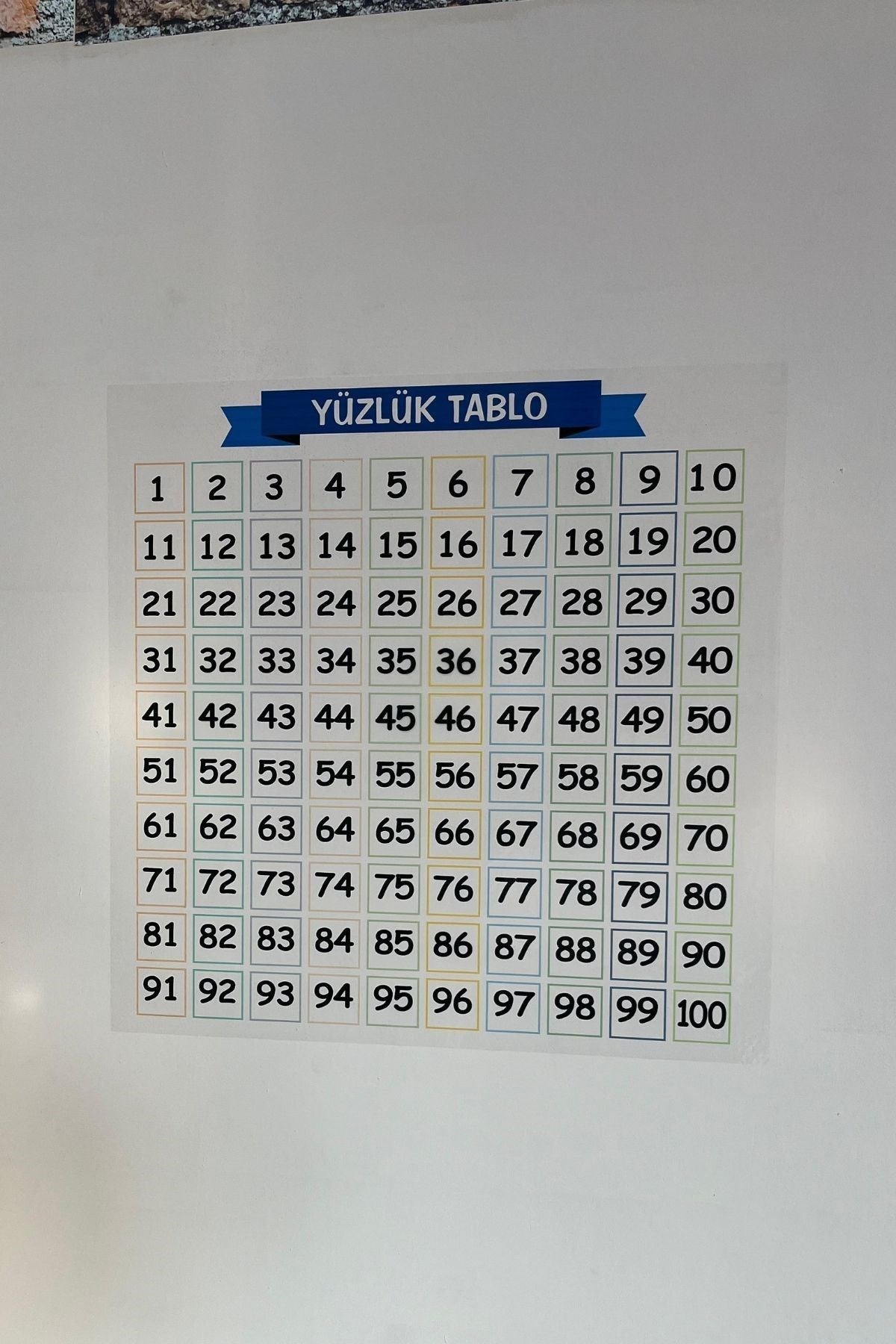 BUFFER® Matematik Öğreten Yüzlük Tablo Duvarda İz Bırakmaz Akıllı Kağıt Yapışkansız Statik  60x60 cm