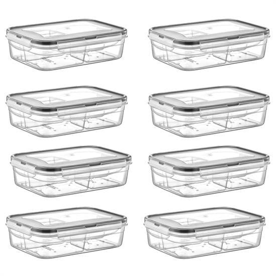 GENEL® 4 Bölmeli Sızdırmaz Contalı Kilitli Kapaklı 1 Litre Erzak Saklama Kabı -LC520