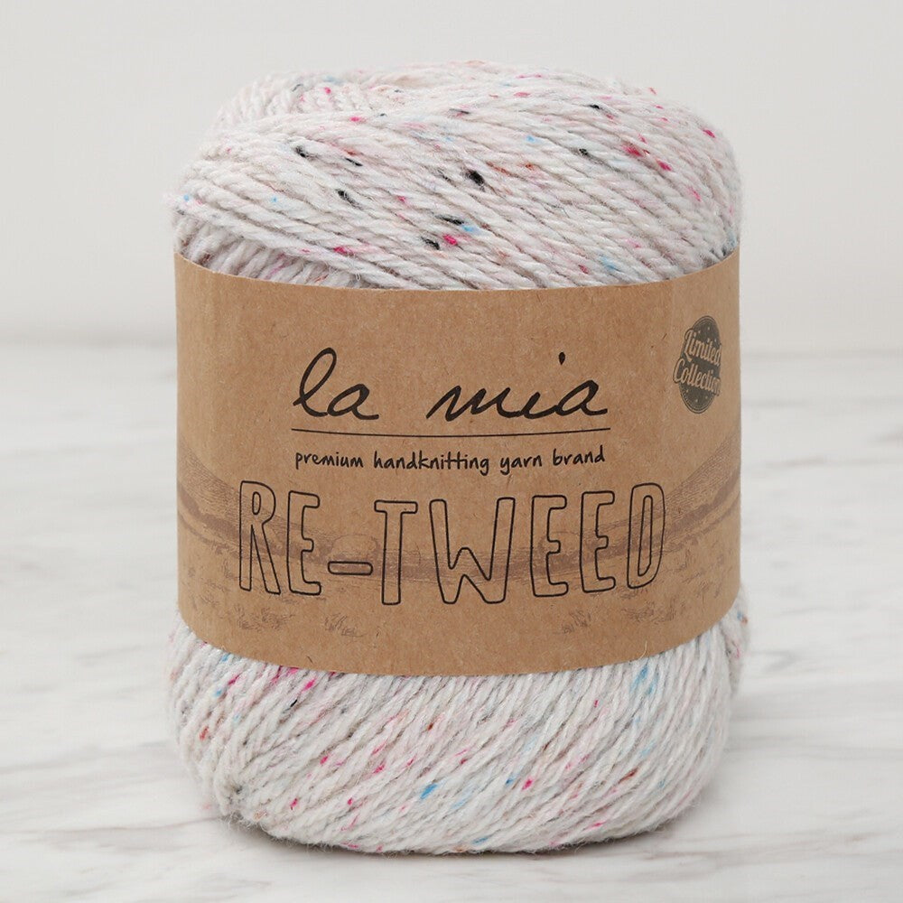 La Mia Re-Tweed Krem Melanj El Örgü İpi - L155 - UcuzaGeliyor