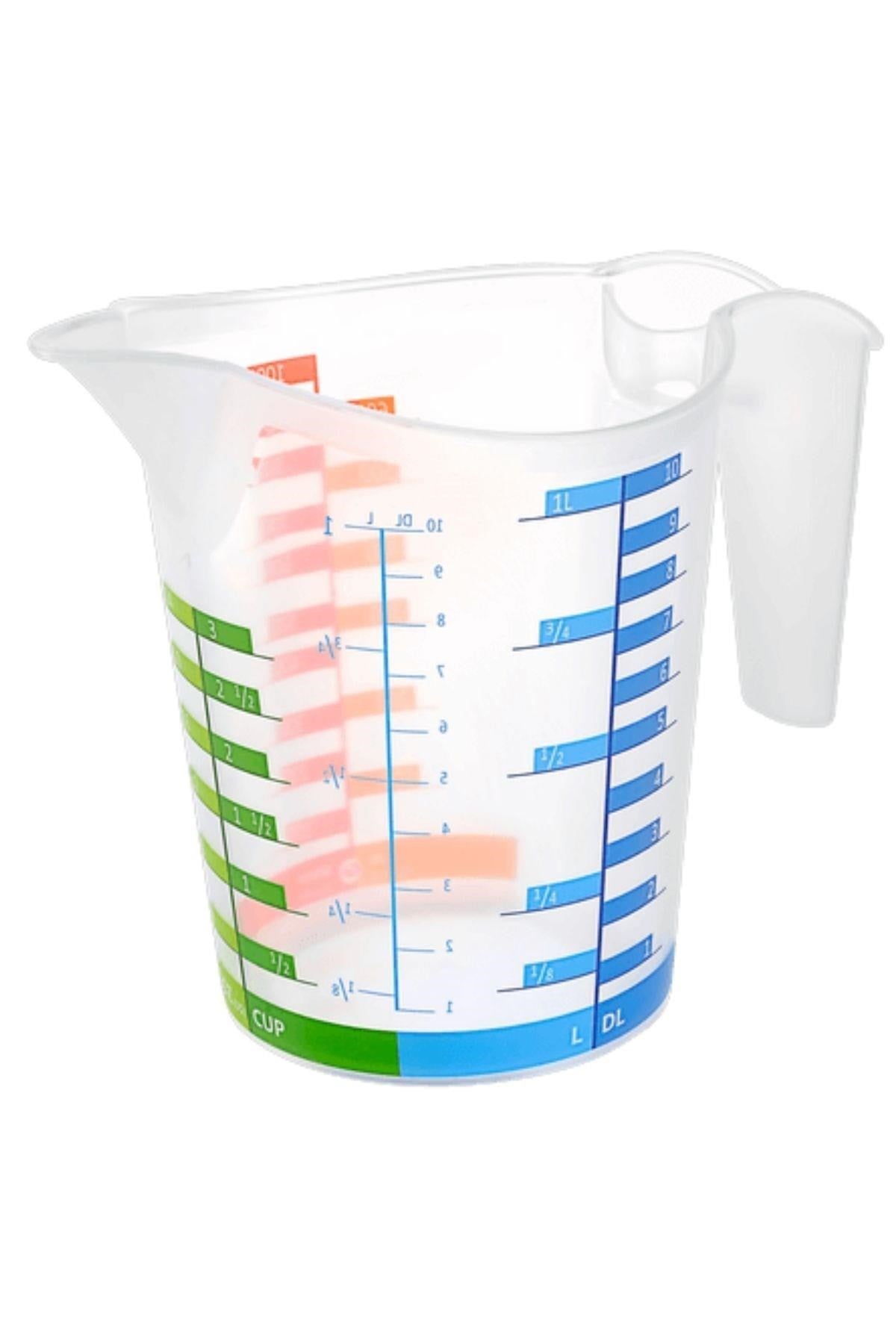 GENEL® 500 ml Renkli Dereceli Sert Plastik Mutfak Ölçü Kabı