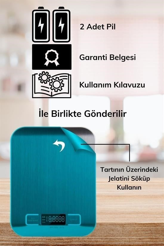 GENEL® TF 1002 Hassas Ölçümlü  Maksimum 5 Kg Kapasiteli Led Ekran Platin Dijital Mutfak Tartısı