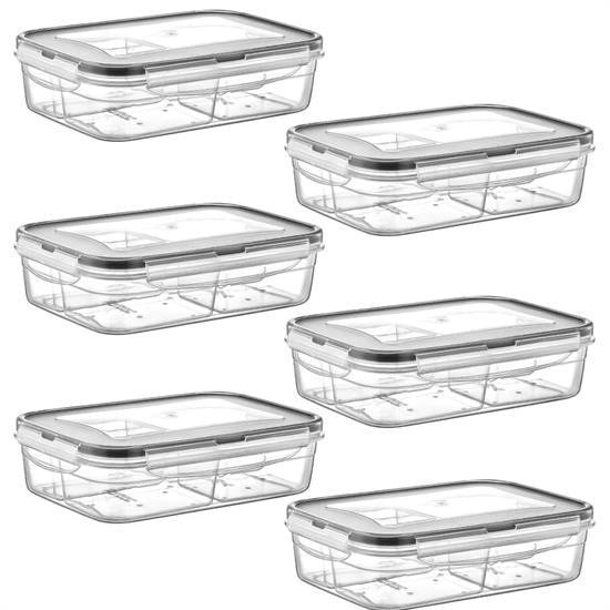 GENEL® 4 Bölmeli Sızdırmaz Contalı Kilitli Kapaklı 1 Litre Erzak Saklama Kabı -LC520