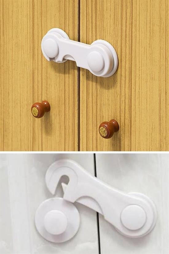 GENEL® Bebek Çocuk Güvenliği Çekmece ve Dolap İçin Kendiliğinde Yapışkanlı Vidasız Kapak Kilidi