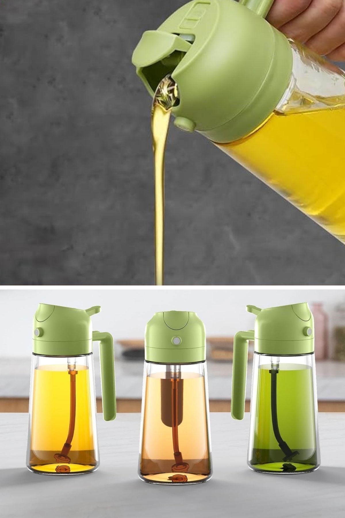 GENEL® 2si 1arada Yağ Dökücü ve Spreyli Yağdanlık Cam Yağ Püskürtücü