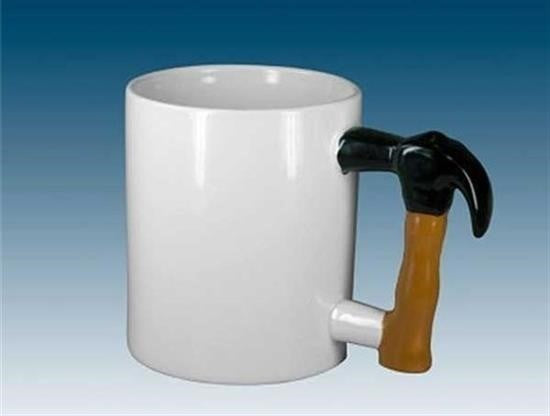 GENEL® İlginç Hediyelik Çekiç Kulplu Tasarımlı Seramik Kupa Bardağı