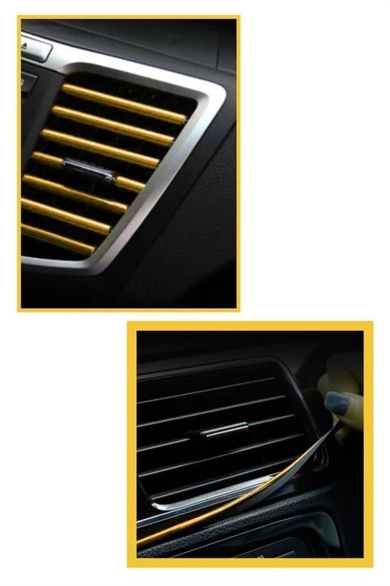 GENEL® Gold Araba Oto Trim Dekorasyon Şeridi Kauçuk Elastik Kolay Kurulum 5 metre Şerit Bant