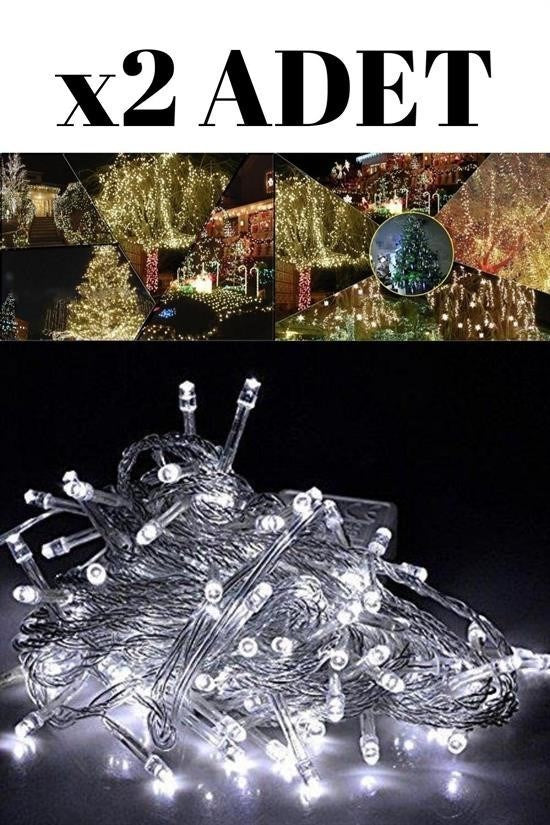 GENEL® 100 Ledli 8 Fonksiyonlu 10 Metre Led Aydınlatma Dekor Lambası (beyaz)