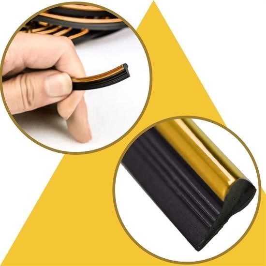 GENEL® Gold Araba Oto Trim Dekorasyon Şeridi Kauçuk Elastik Kolay Kurulum 5 metre Şerit Bant