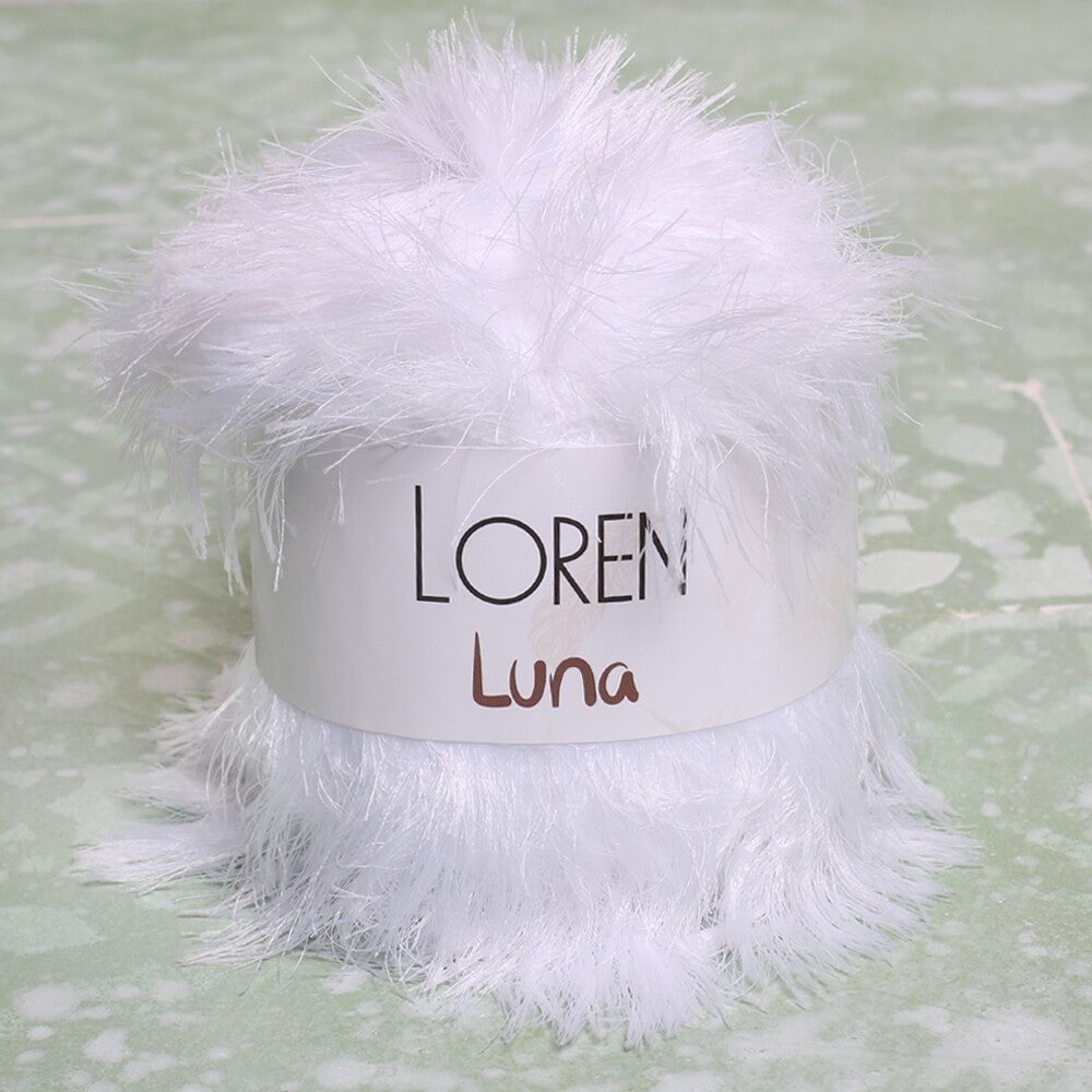 Loren Luna Tavşan Tüyü Beyaz El Örgü İpi - R001 - 34006