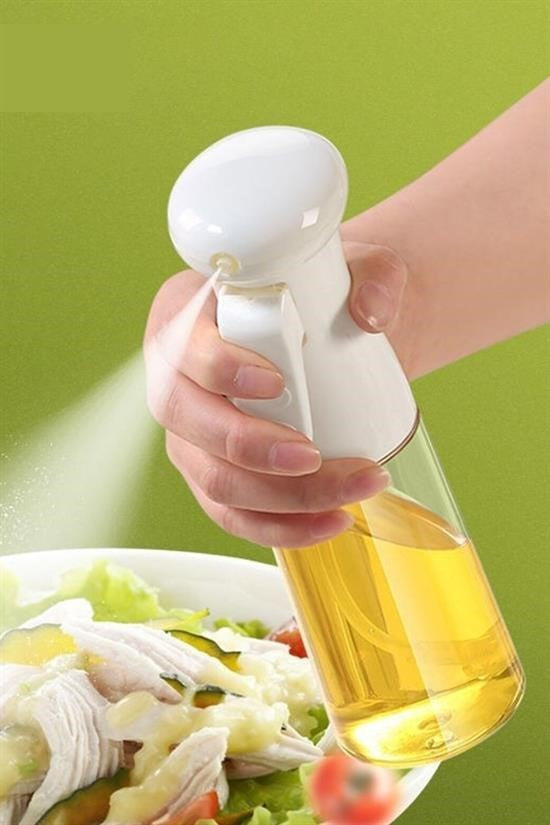 GENEL®  Çok Amaçlı Cam Şişe Püskürtmeli Dağıtıcı Yağdanlık Limonluk Sirke Sosluk Spreyi Beyaz