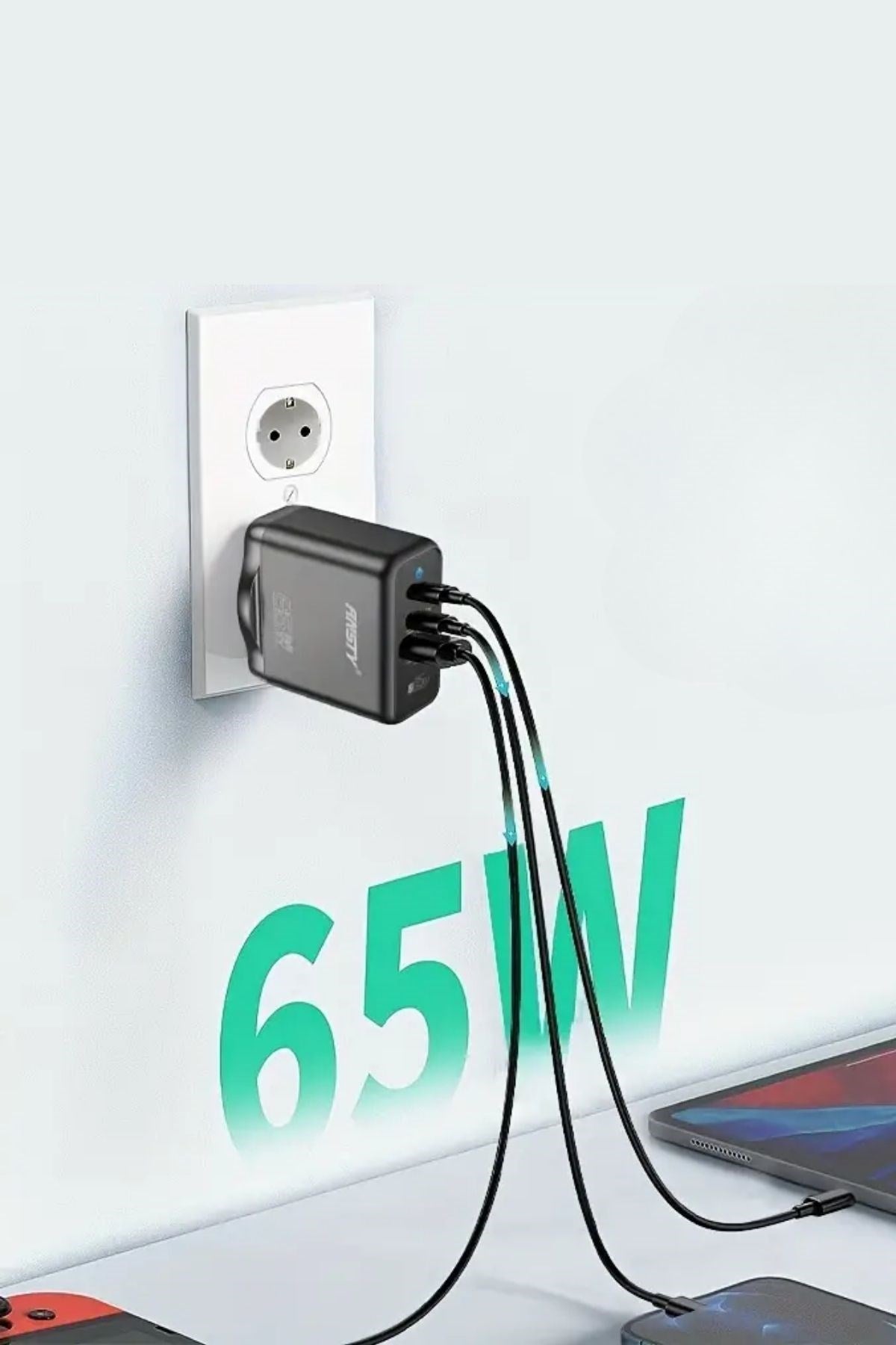 GENEL® 65W Hızlı Şarj Edebilen TYPE C uçlu Şarj Aleti