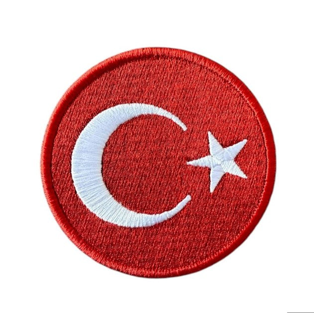 Aplike Ütü İle Yapışan Türk Bayrağı Yuvarlak Büyük Arma 5 cm - UcuzaGeliyor