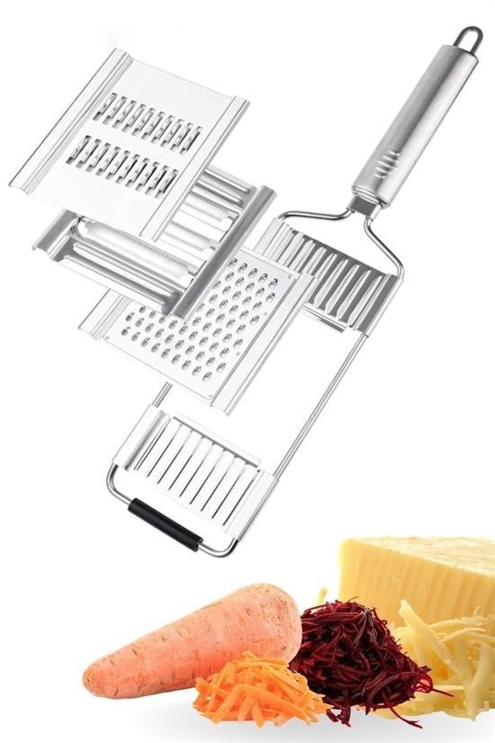 GENEL® Ayarlanabilir 3 Farklı Başlıklı Tutmalı Sebze Dilimleyici Peynir Rendeleyici Aparat