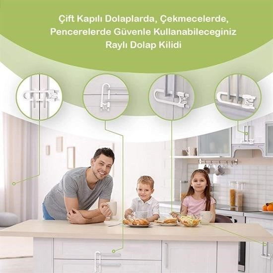 GENEL® Bebek Çocuk Çekmece ve Dolap Koruma Raylı Güvenlik Sistemi Emniyet Kilidi