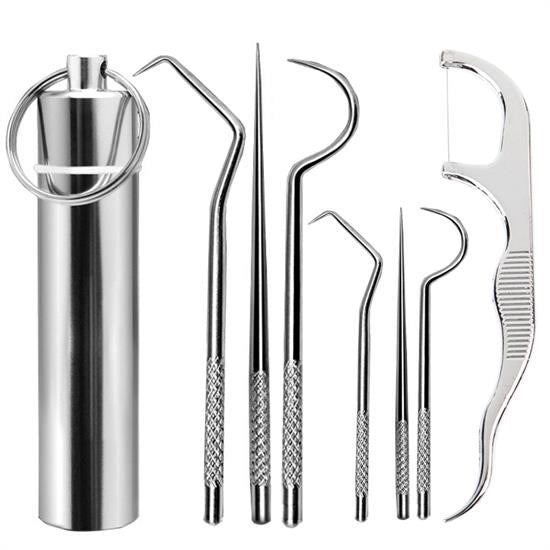 BUFFER® 7 Parça Paslanmaz Çelik Ağız Diş Tartar Sökücü Temizlik Bakım Seti - UcuzaGeliyor