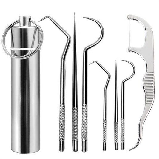 BUFFER® 7 Parça Paslanmaz Çelik Ağız Diş Tartar Sökücü Temizlik Bakım Seti - UcuzaGeliyor