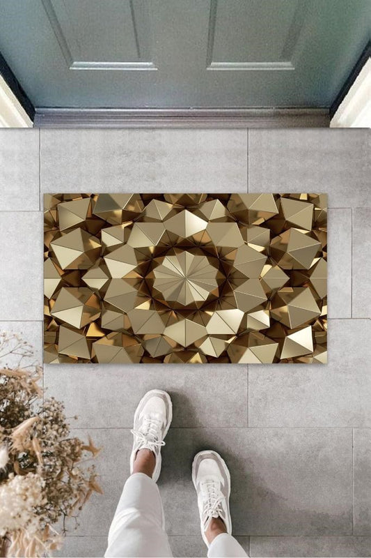Dijital Baskı Gold Üçgen Dijital Paspas K-3140 - UcuzaGeliyor