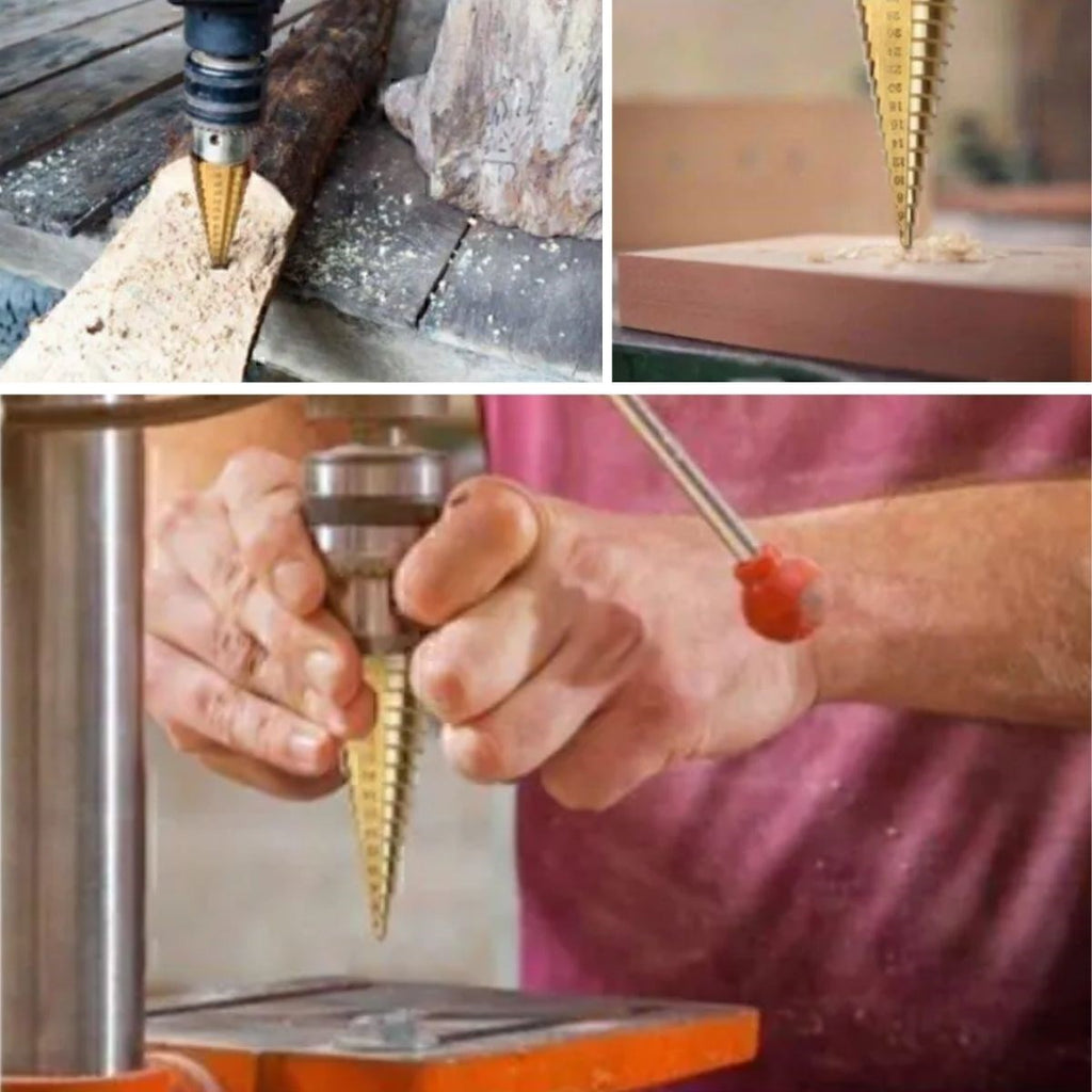 GENEL® 3 Parça Kademeli Matkap Ucu Paslanmaz Uç Alüminyum Sac Demir Delme Seti - UcuzaGeliyor