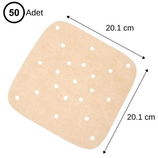 50 Adet Air Fryer Pişirme Kağıdı Tek Kullanımlık Hava Fritöz Yapışmaz Yağlı Kağıt Delikli Model - UcuzaGeliyor