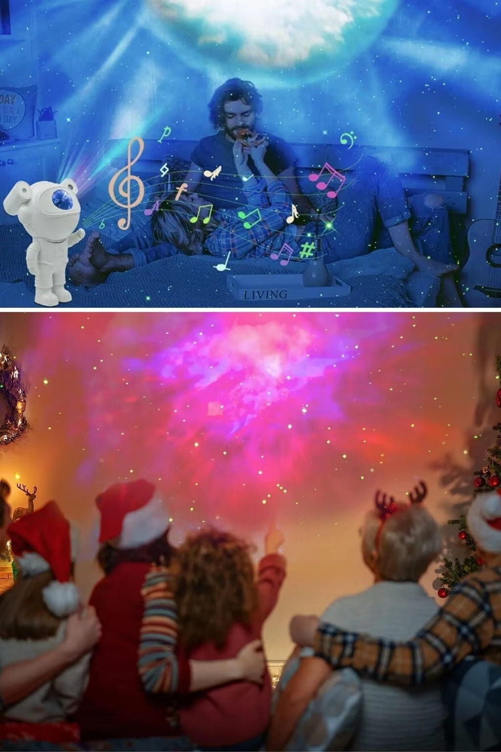 GENEL® Stickerlı ,Kumandalı ASTRONOT Model Gece Lambası